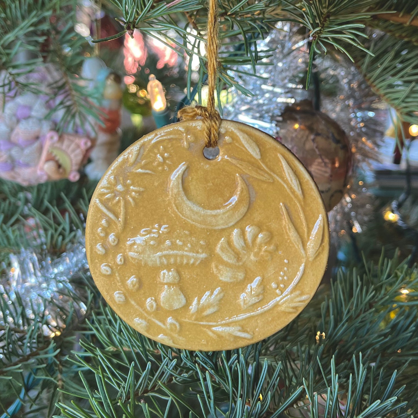Ceramic Strega Ornament - Winter Solstice - Yule Ornament