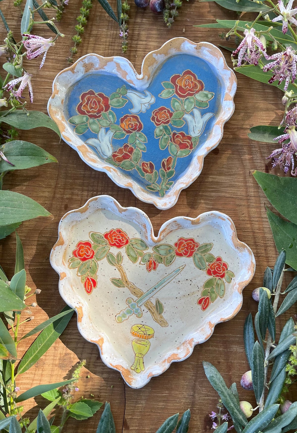 Heart Tarot Tray - Ceramic Tray 7.5" White