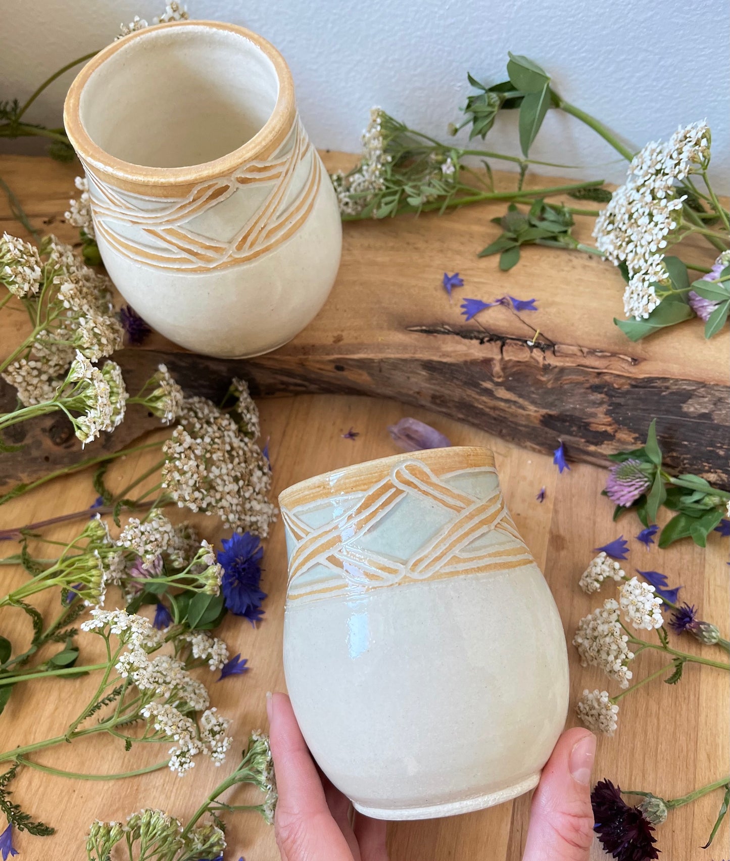 Basketweave Tumbler - Handmade Ceramic Tumbler - Ceramic Cup
