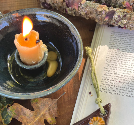 Black Candle Holder - Ceramic Taper Candlestick Holder