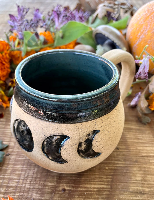 Brown and Black Moon Mug - Handmade Ceramic Mug