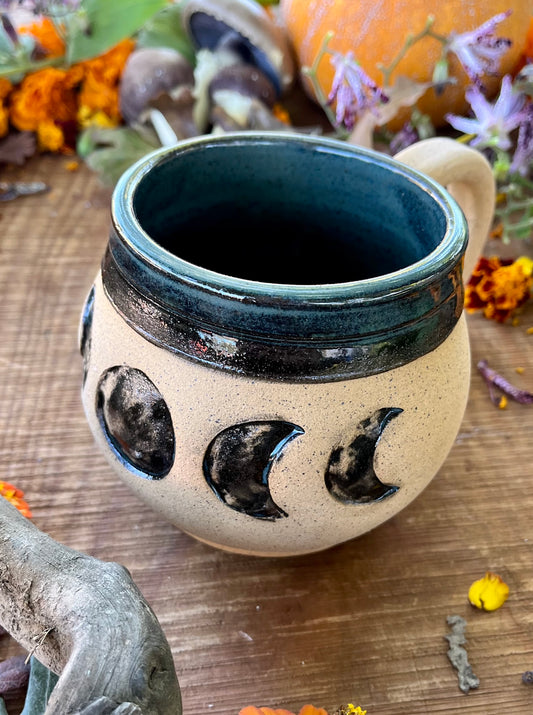 Brown and Black Moon Mug - Handmade Ceramic Mug