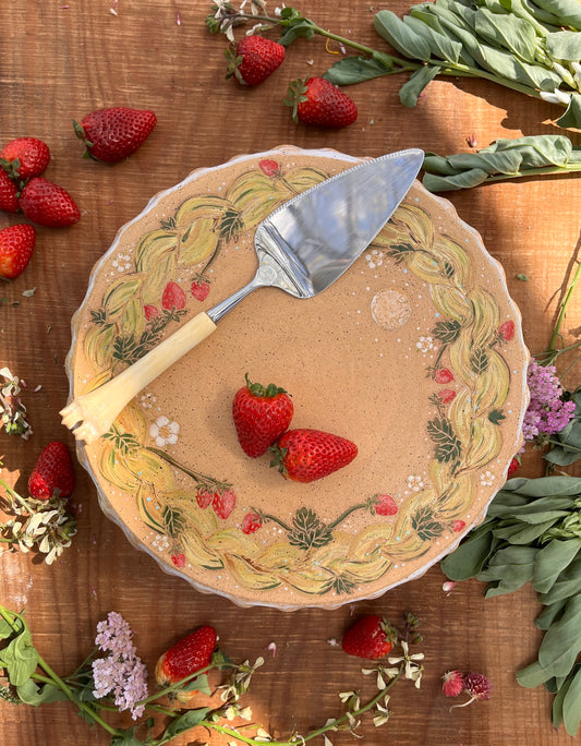 Cake Stand - Strawberry Braid Ceramic Cake Platter
