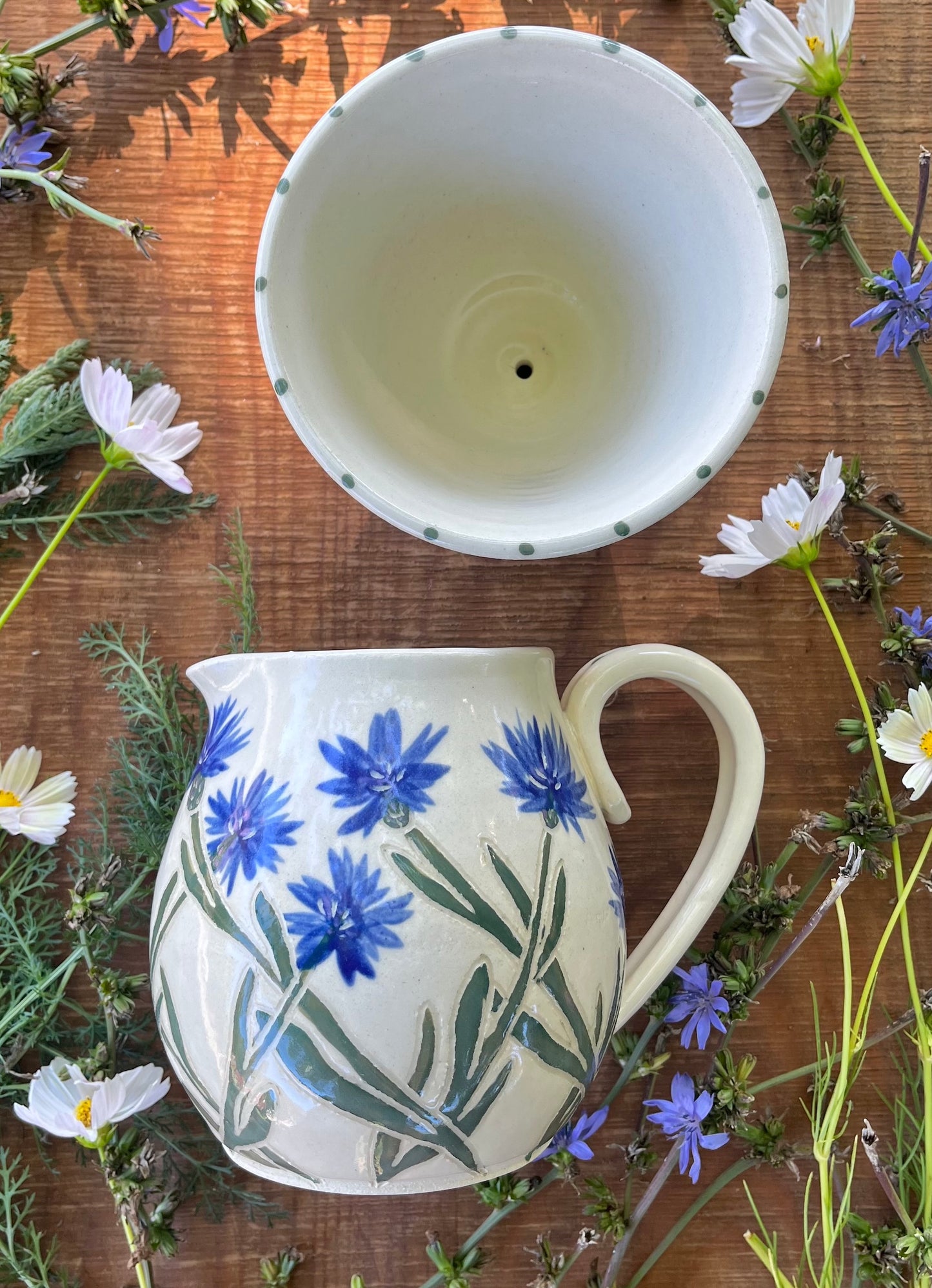 Coffee Carafe & Pourover Set - Cornflowers