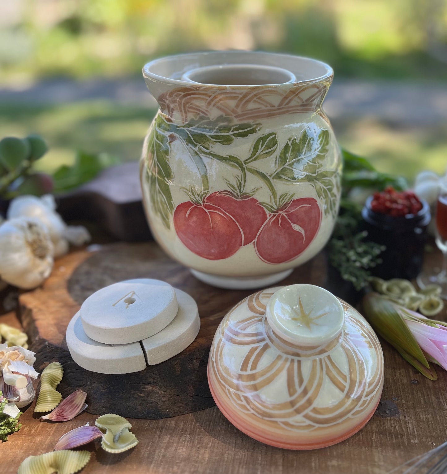 Tomato Fermentation Crock - Fermenting Crock - Pickling Crock - Half Gallon