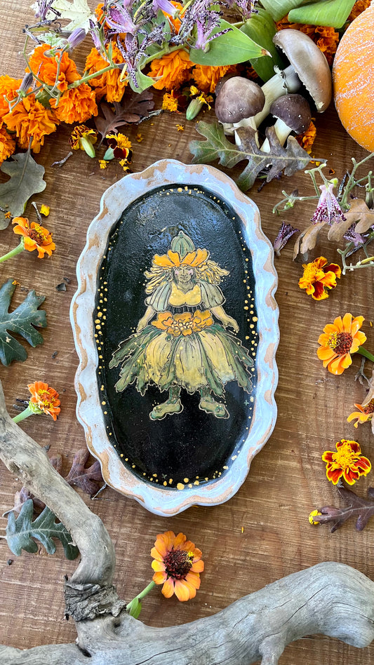 Marigold Witch Tray - Ceramic Tray 11.5"