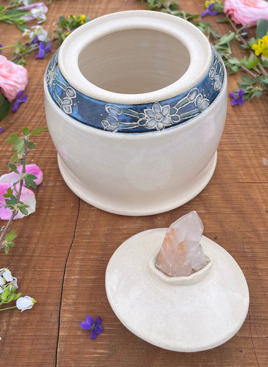 Narcissus Treasure Jar - Lidded Ceramic Jar