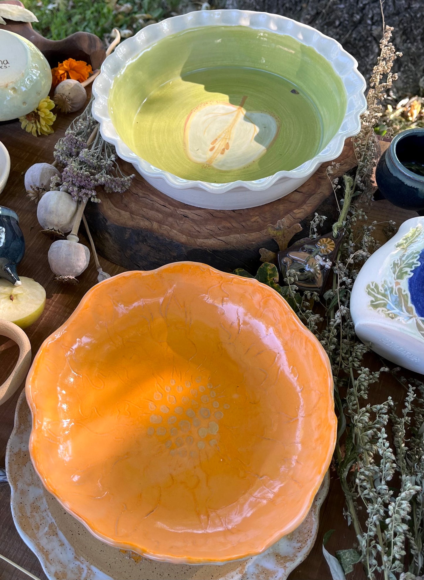 Orange Marigold Bowl - Ceramic Fruit Bowl