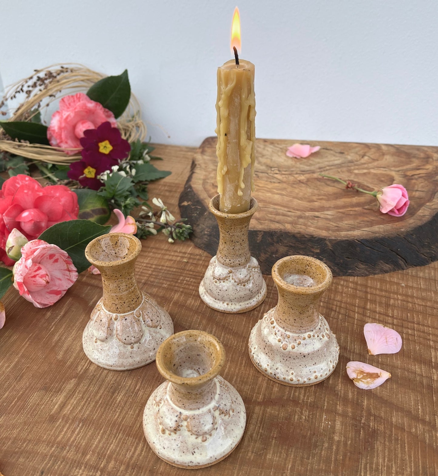 Ornate Candle Holder - Ceramic Taper Candlestick Holder