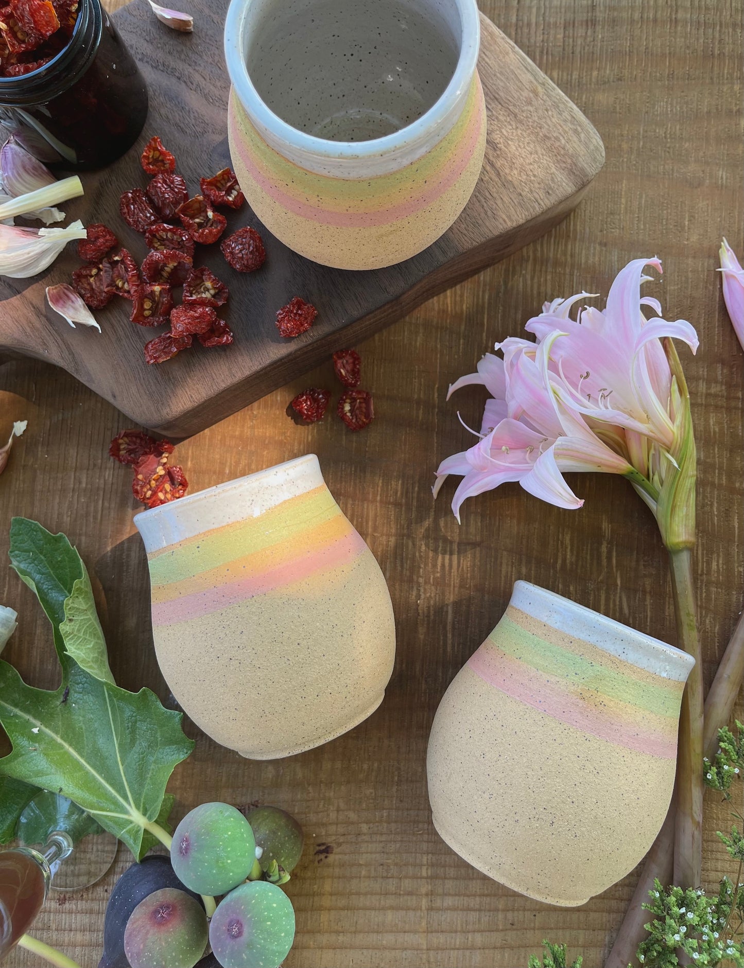 Pastel Rainbow Tumbler - Handmade Ceramic Cup