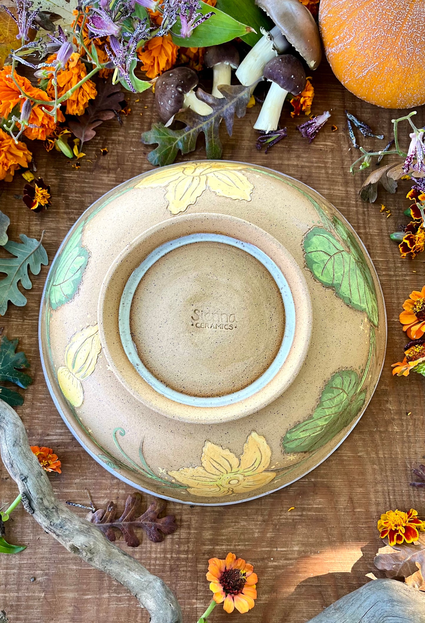 Pumpkin Blossom Serving Bowl - Handmade Ceramic Bowl 11.5"