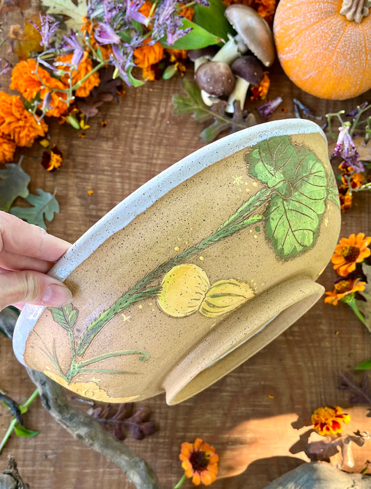 Pumpkin Blossom Serving Bowl - Handmade Ceramic Bowl 11.5"