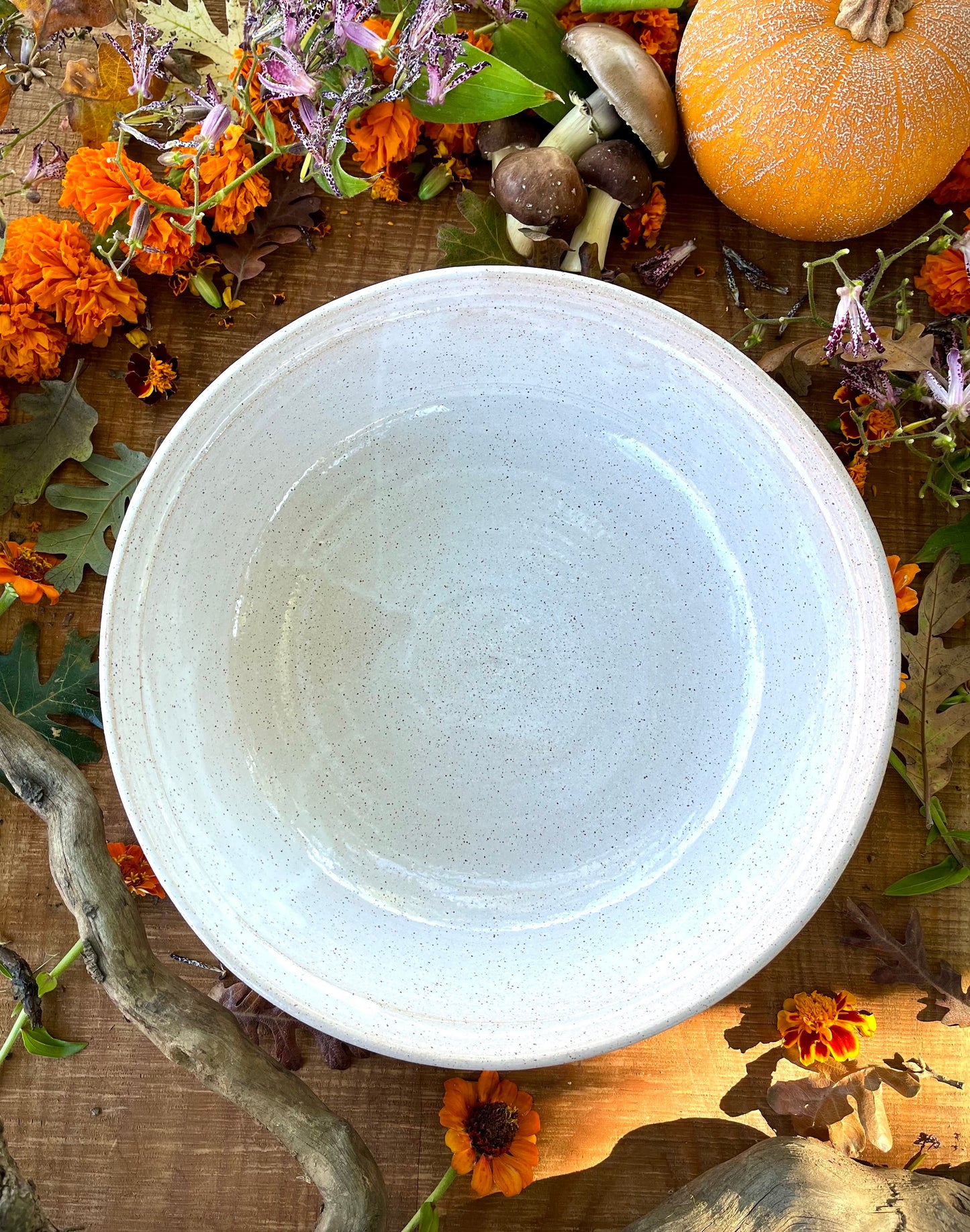 Pumpkin Blossom Serving Bowl - Handmade Ceramic Bowl 11.5"