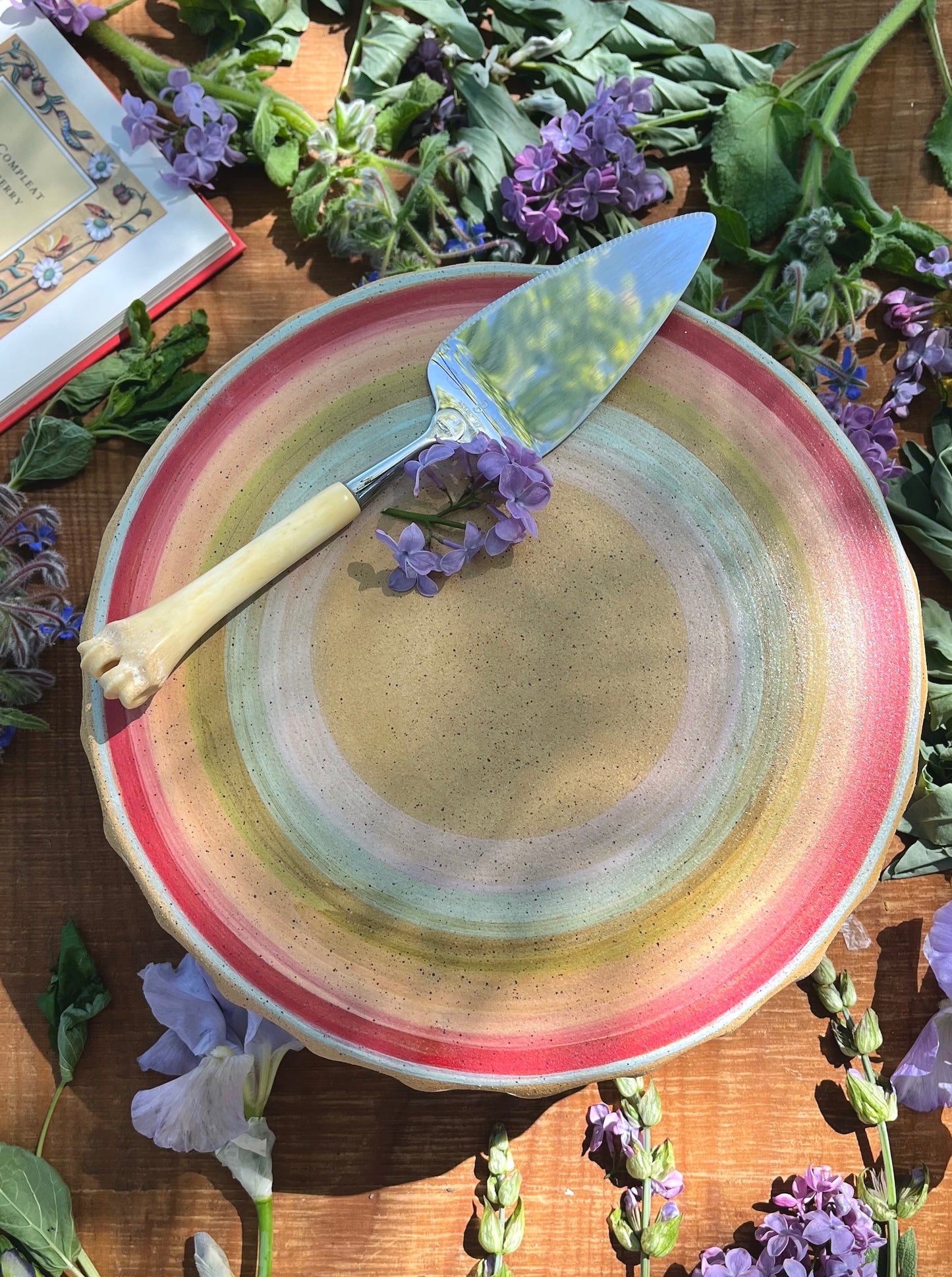 Rainbow Cake Stand - Ceramic Cake Pedestal - 11"