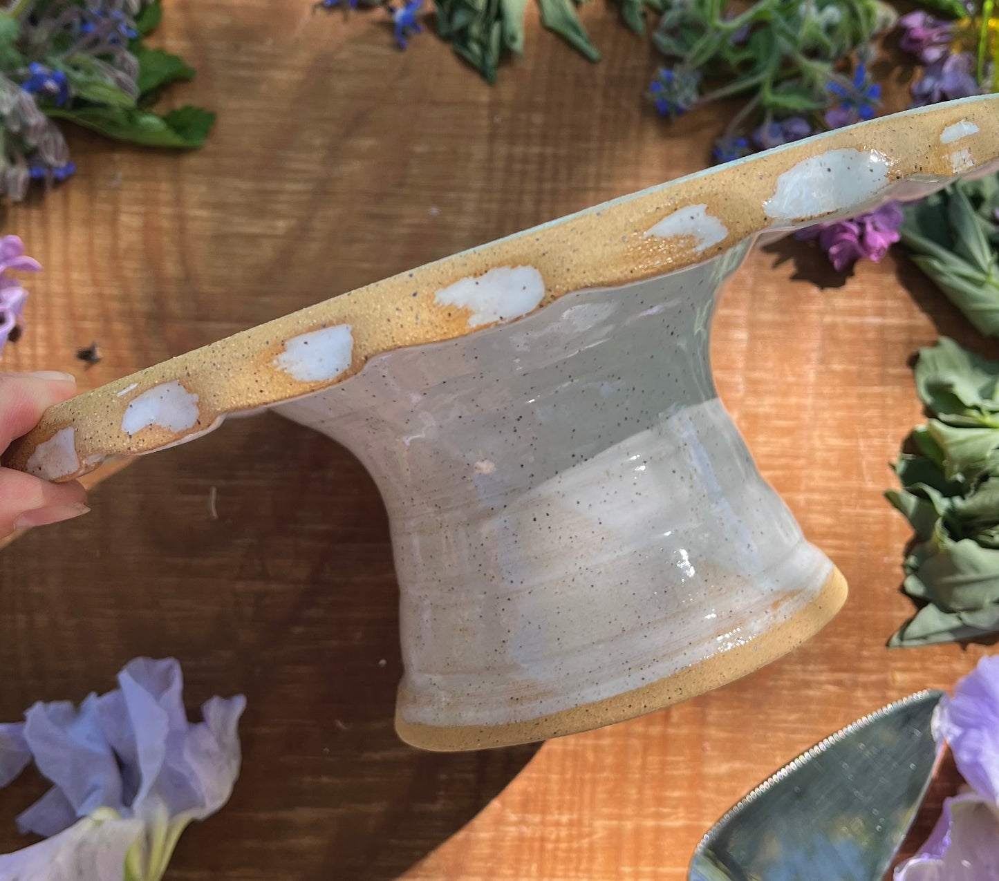 Rainbow Cake Stand - Ceramic Cake Pedestal - 11"