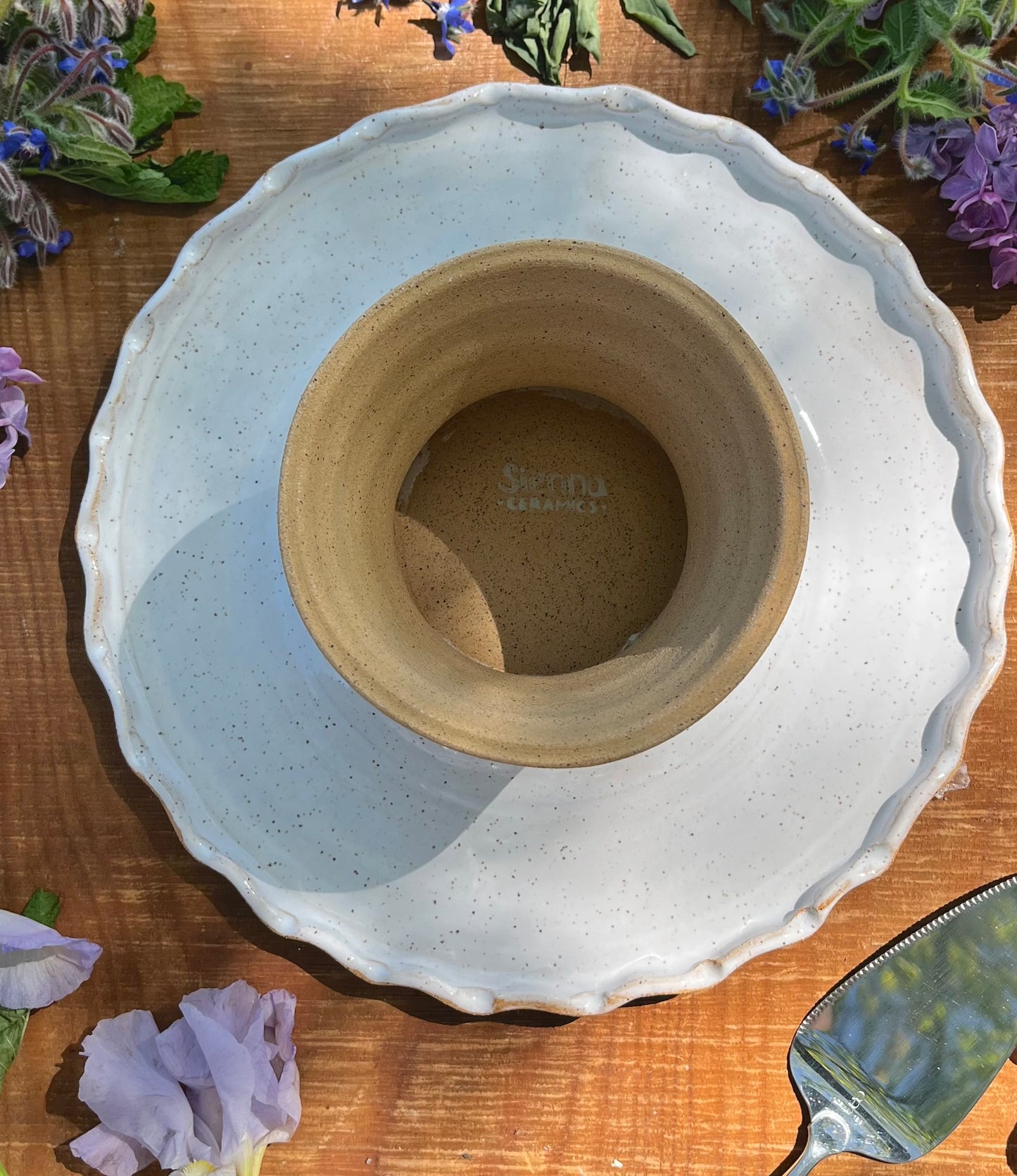 Rainbow Cake Stand - Ceramic Cake Pedestal - 11"