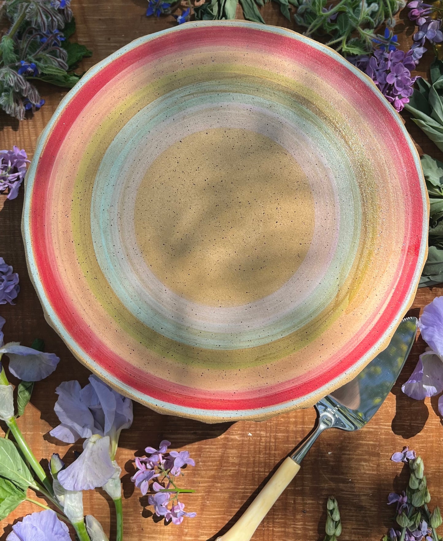 Rainbow Cake Stand - Ceramic Cake Pedestal - 11"