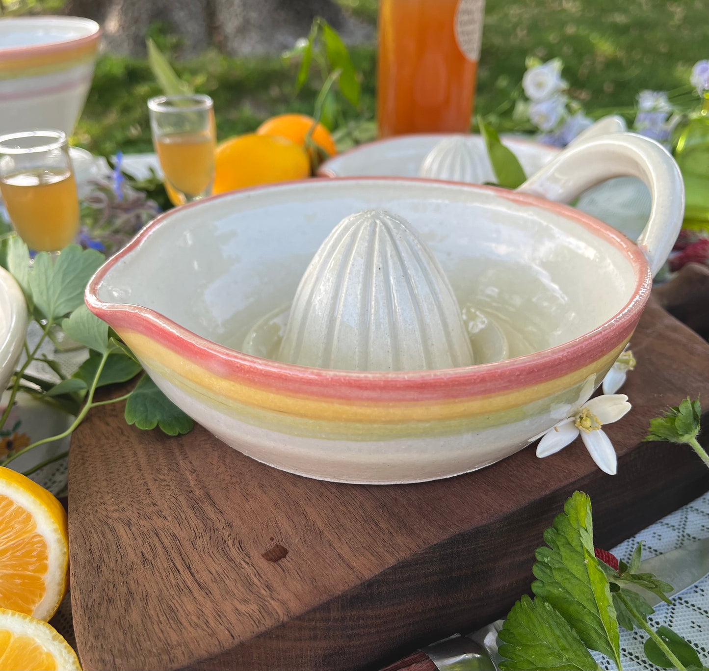 Ceramic Citrus Juicer - Handmade Ceramic Juicer Rainbow