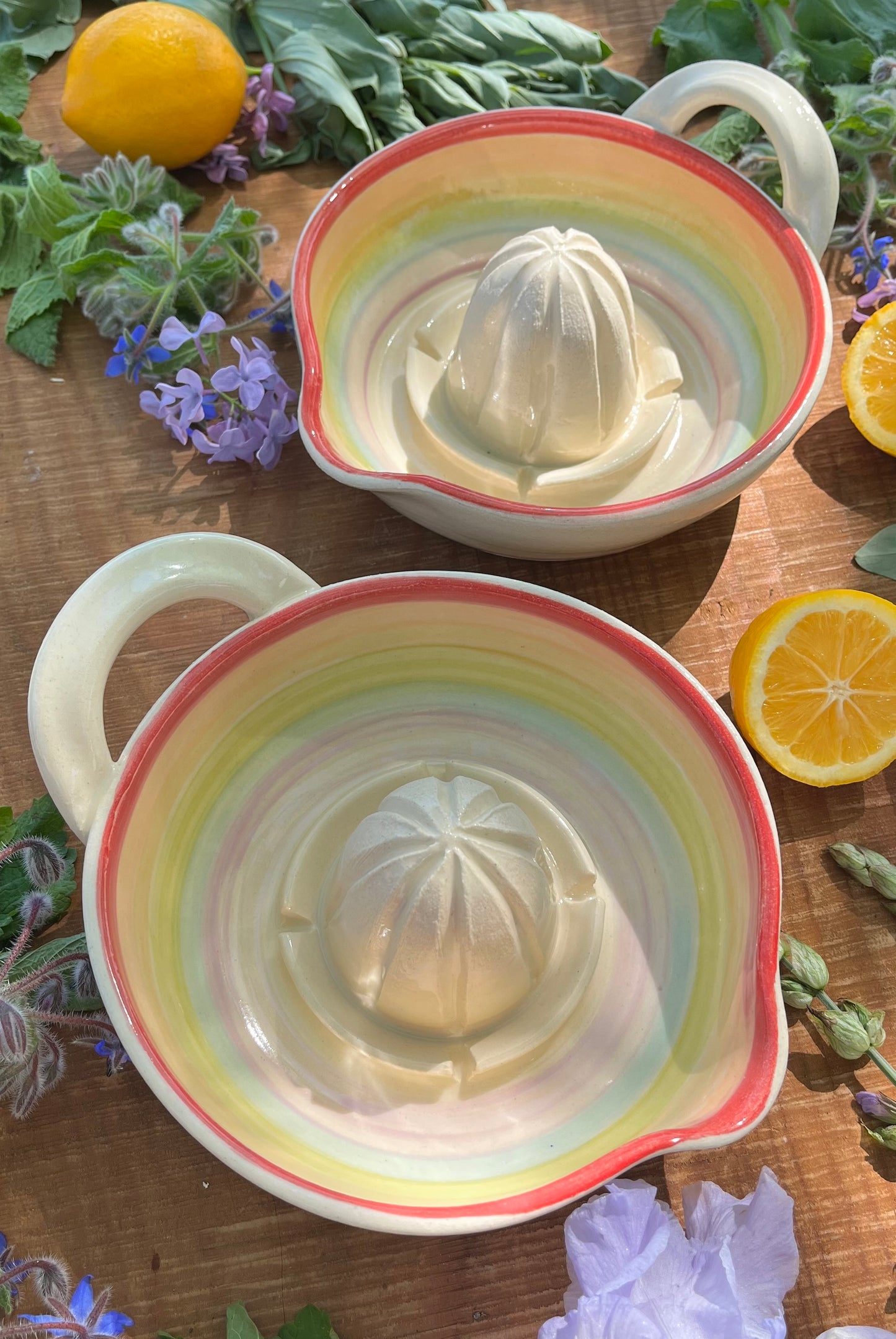 Ceramic Citrus Juicer - Handmade Ceramic Juicer Rainbow