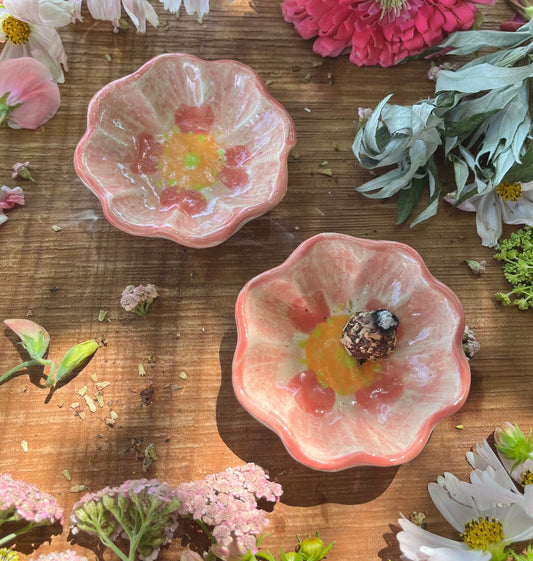 Wild Rose Ceramic Incense Dish - Incense Holder