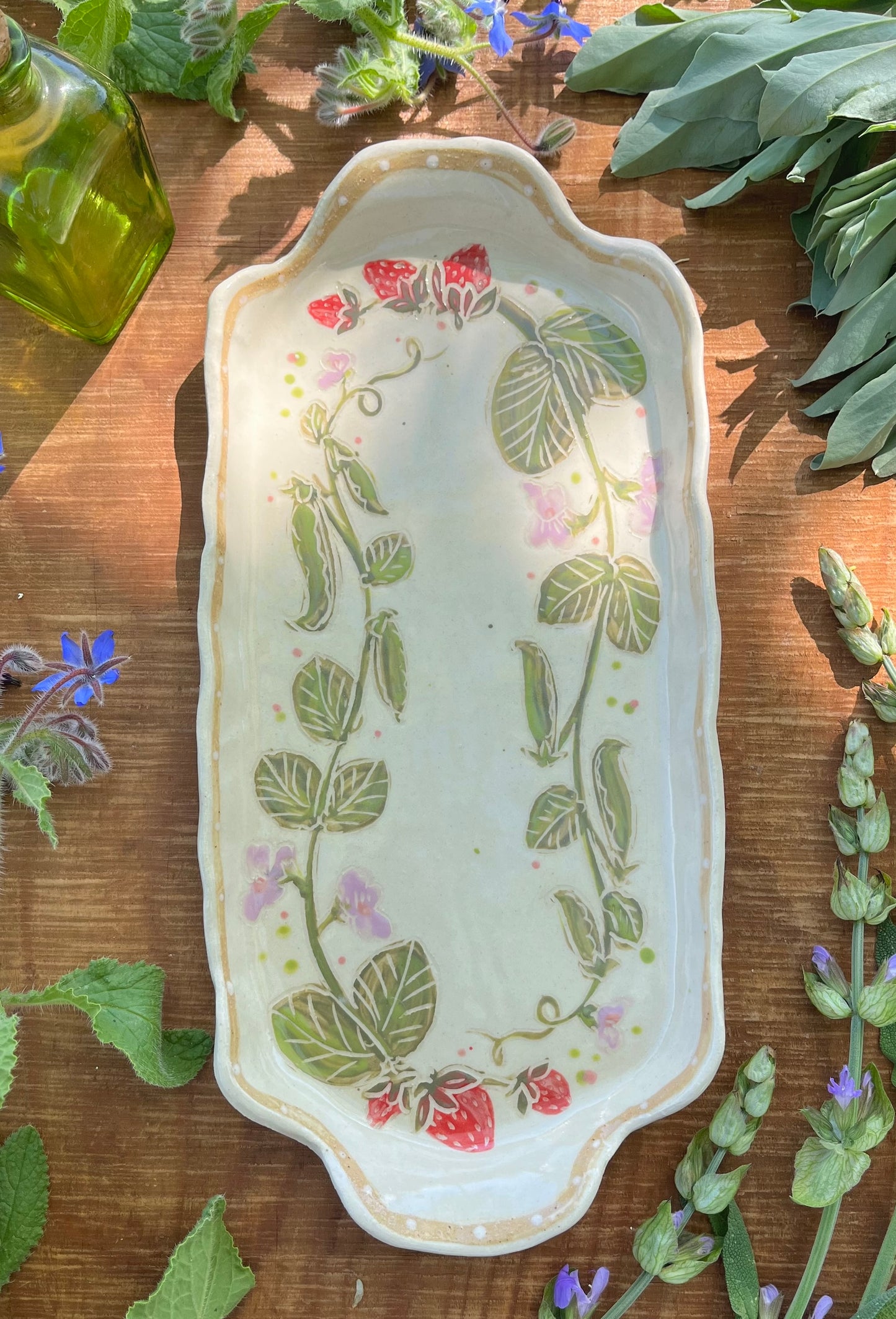 Spring Peas Tray 12" - Ceramic Tray