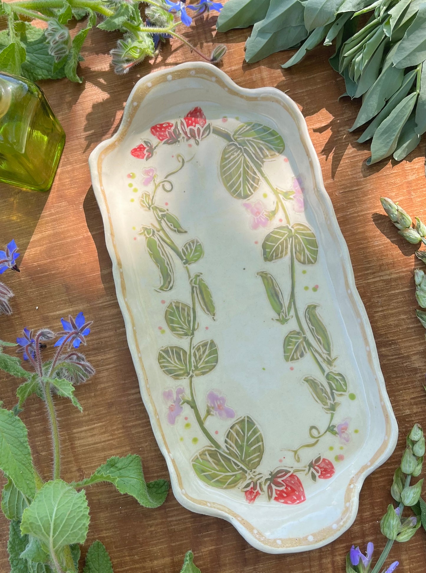 Spring Peas Tray 12" - Ceramic Tray