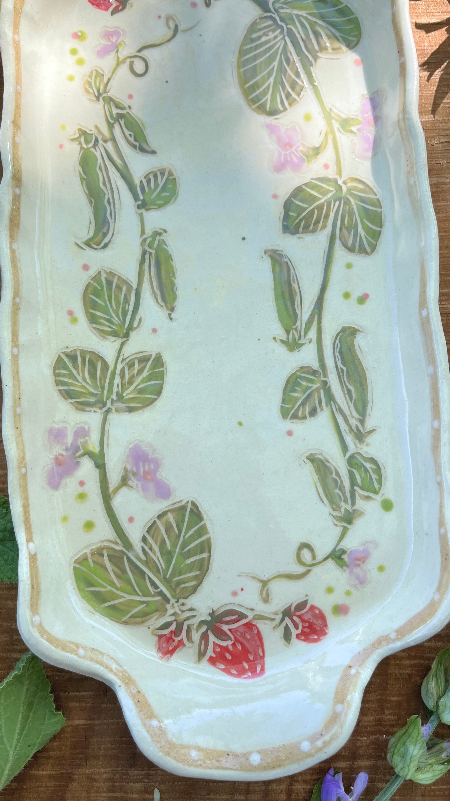 Spring Peas Tray 12" - Ceramic Tray