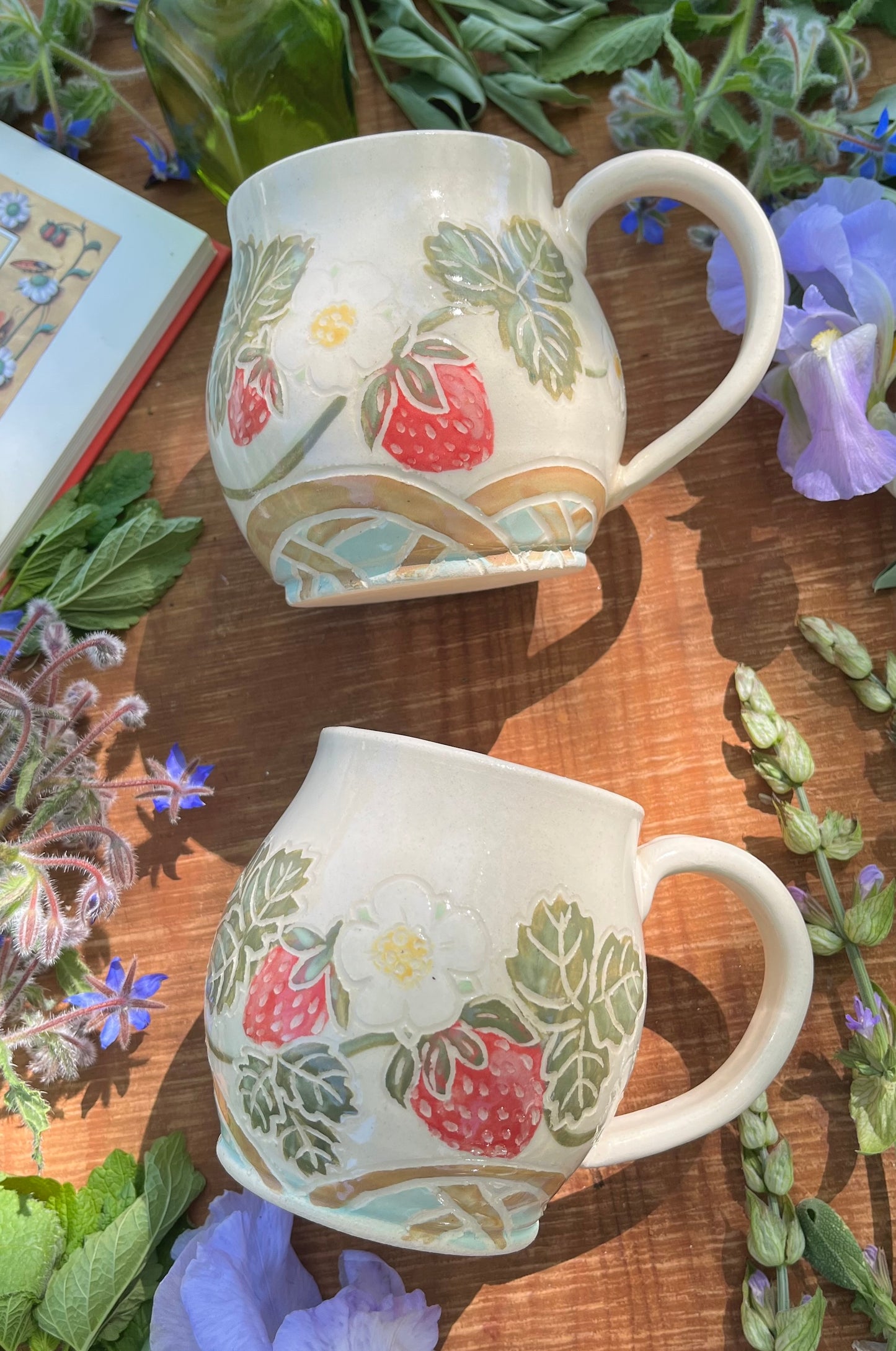 Strawberry Basket Mug - Handmade Ceramic Mug with Basketweave