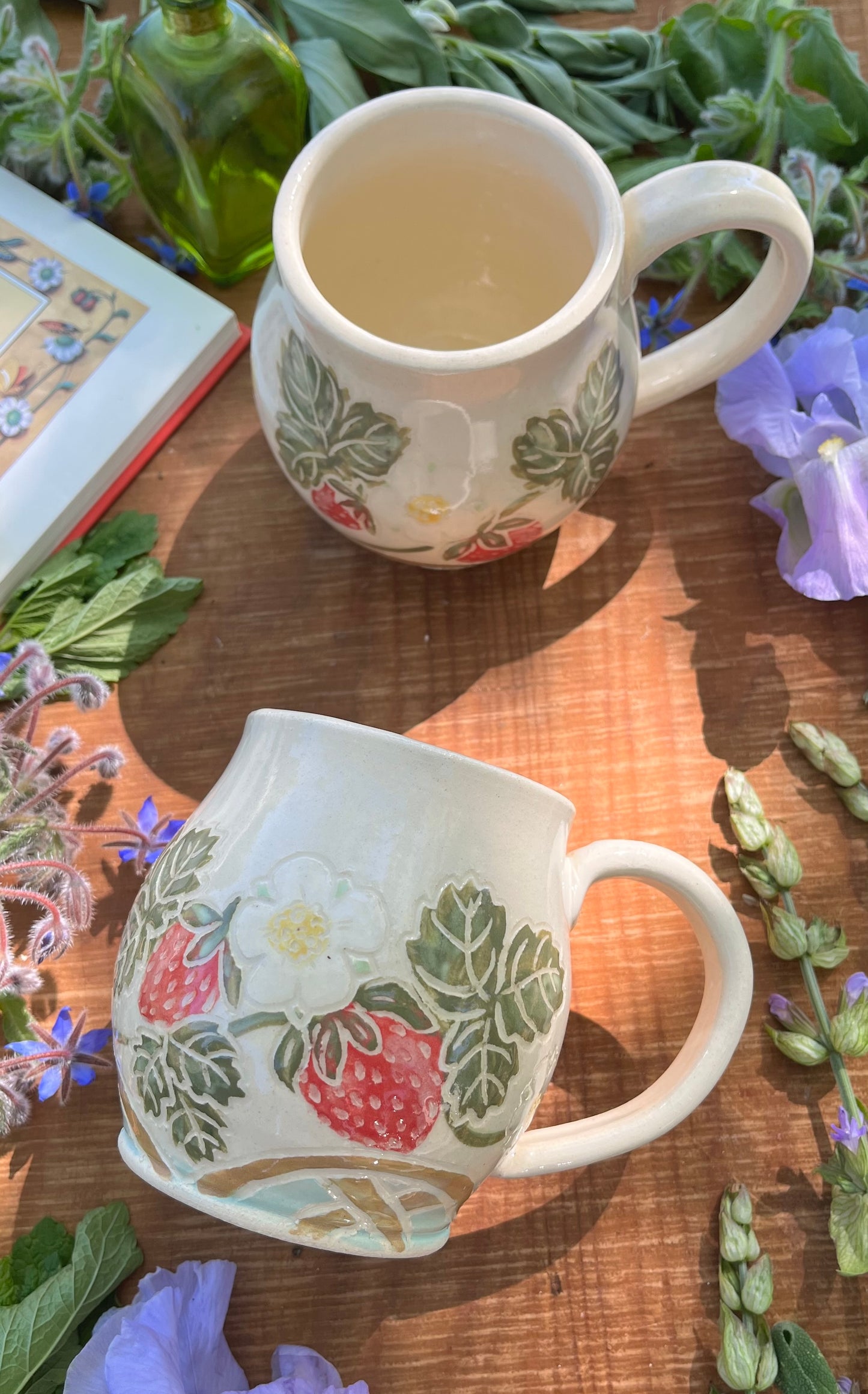 Strawberry Basket Mug - Handmade Ceramic Mug with Basketweave