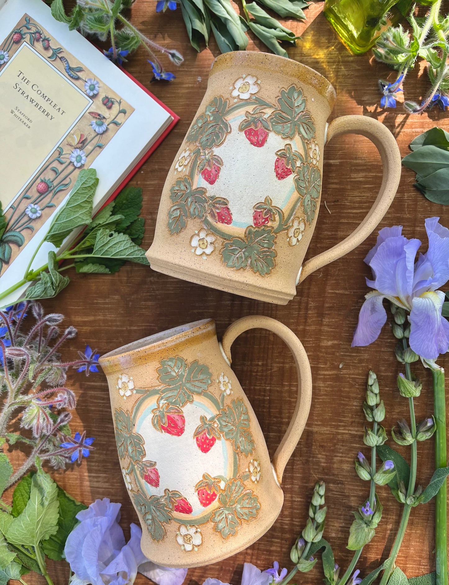 Strawberry Stein - Large Handmade Ceramic Coffee Mug - 24 oz.