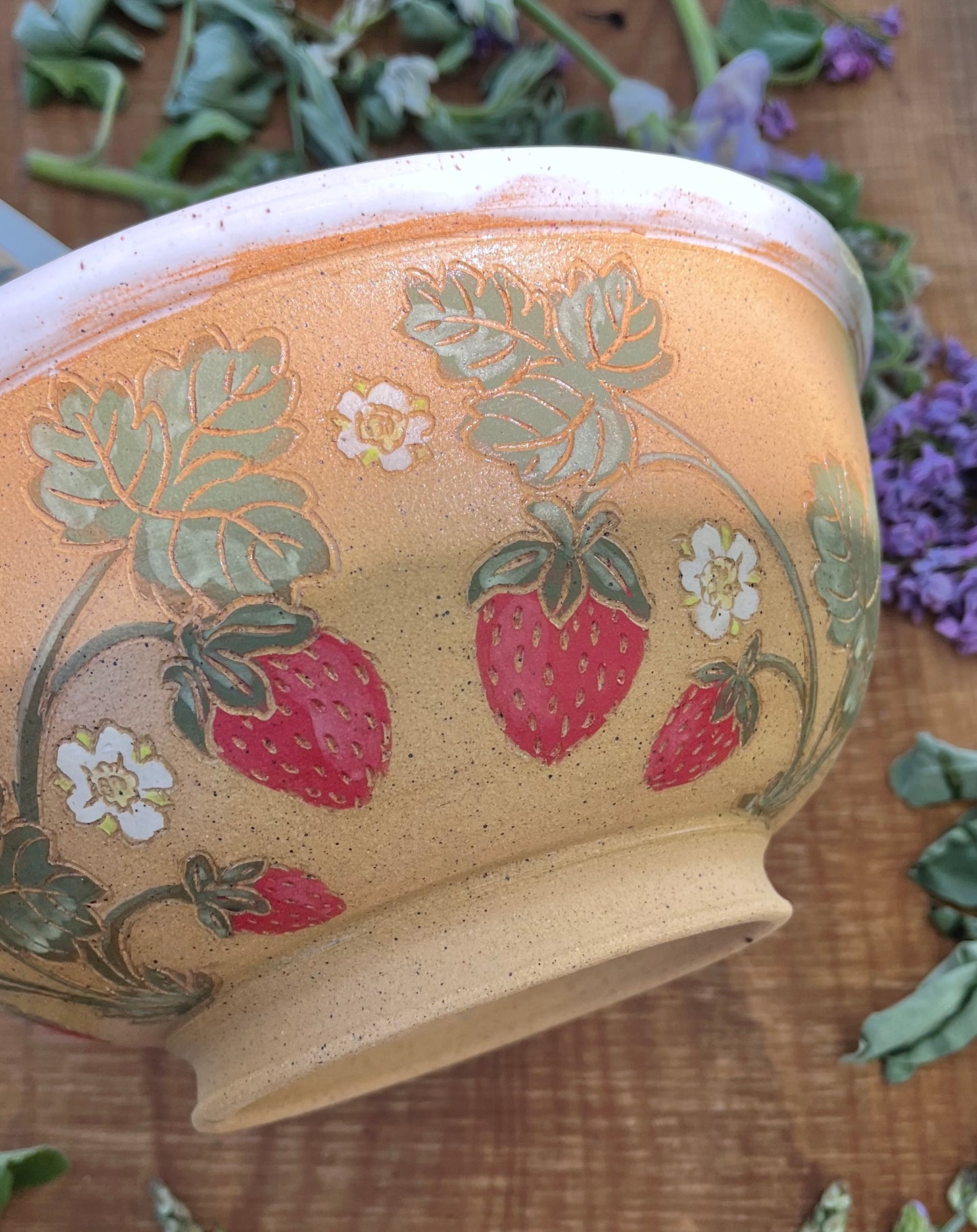 Strawberry Serving Bowl - Handmade Ceramic Bowl 10.75"