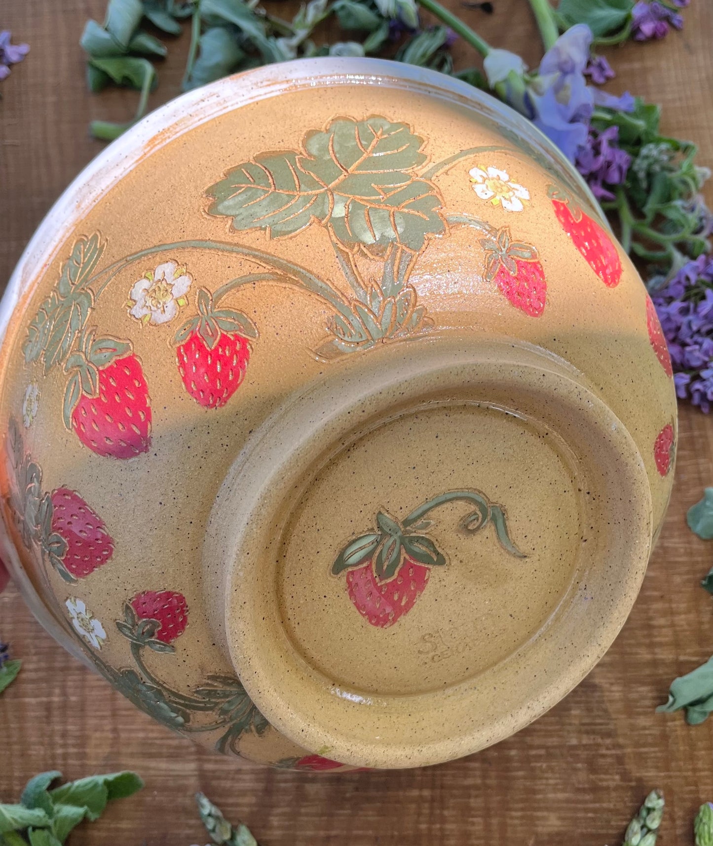 Strawberry Serving Bowl - Handmade Ceramic Bowl 10.75"
