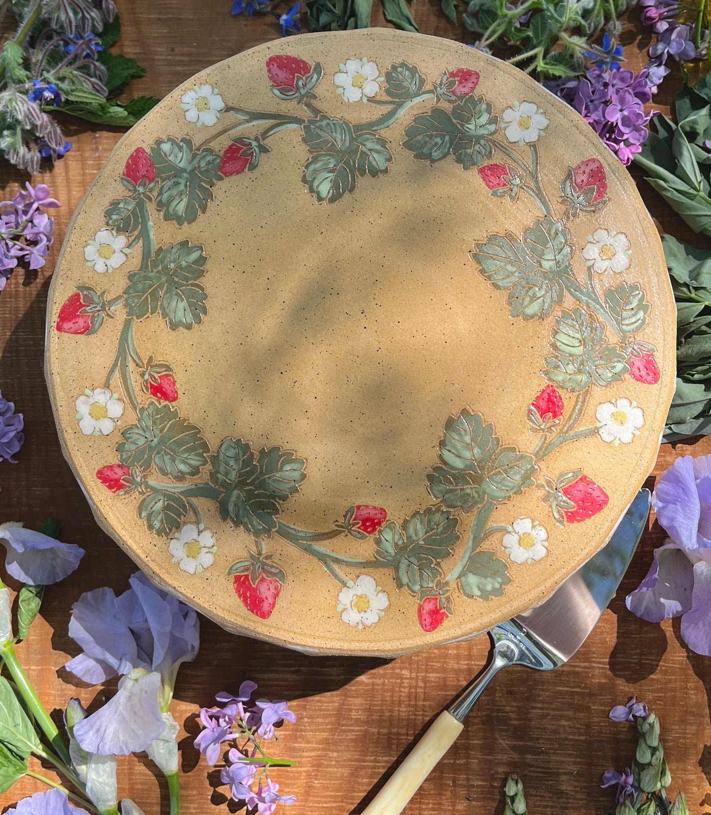 Cake Stand - Strawberry Ceramic Cake Pedestal - 10.75"