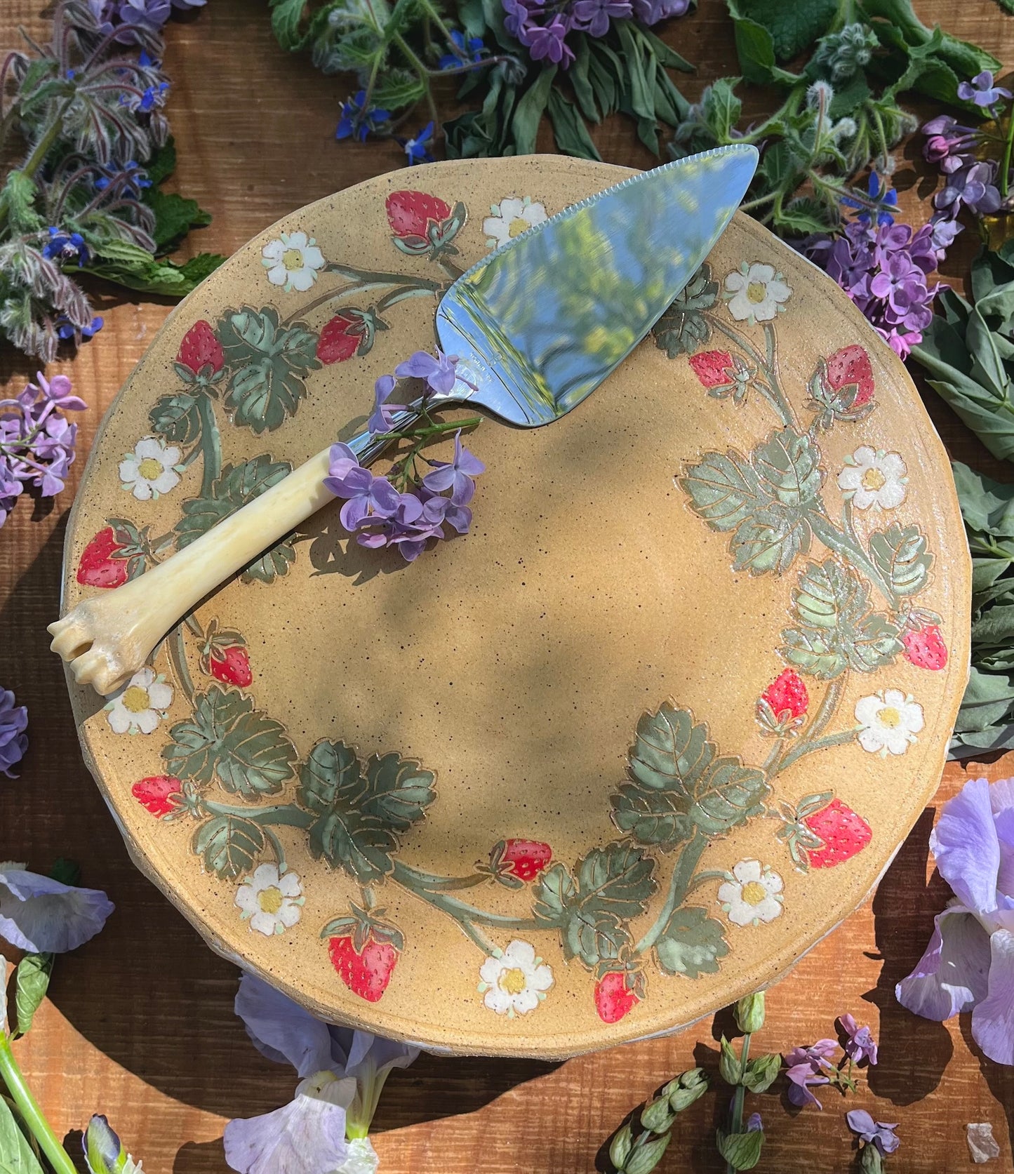 Cake Stand - Strawberry Ceramic Cake Pedestal - 10.75"