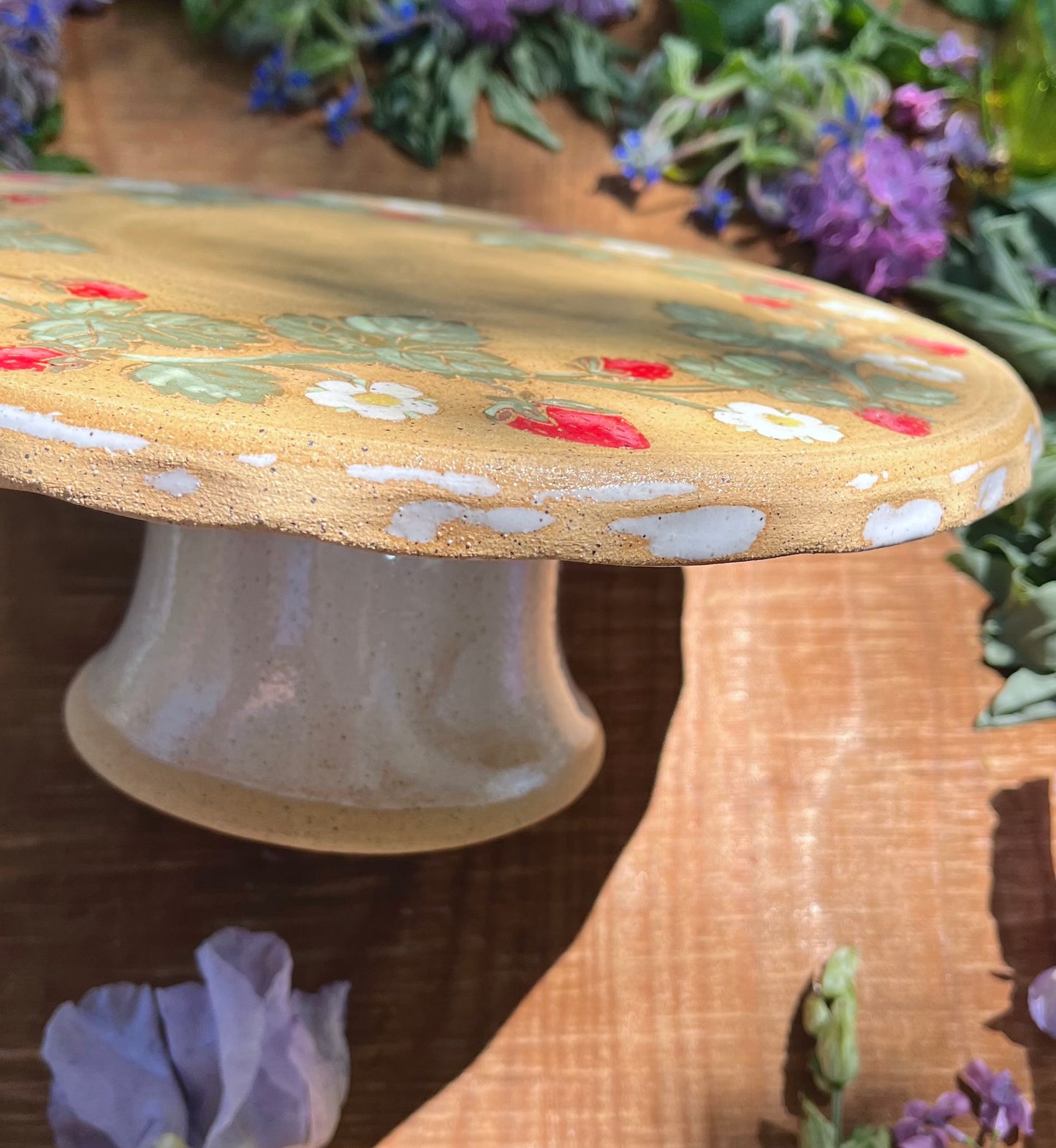 Cake Stand - Strawberry Ceramic Cake Pedestal - 10.75"