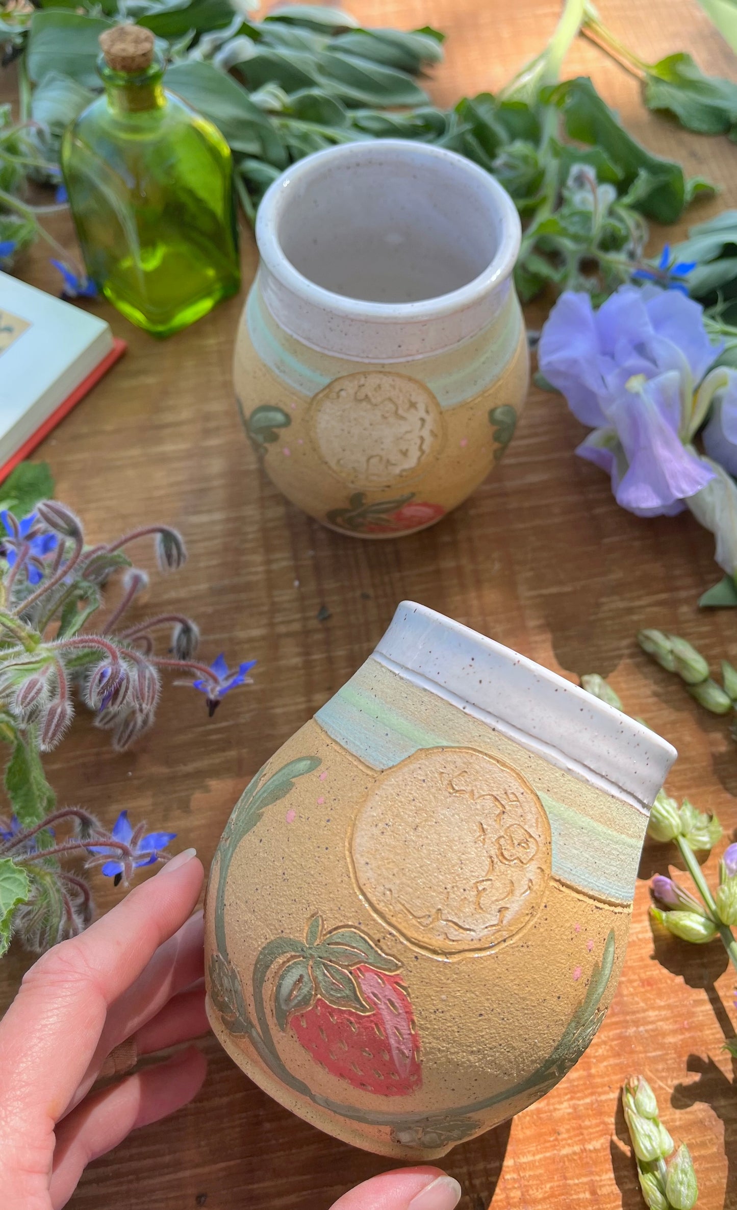 Strawberry Moon Tumbler - Handmade Ceramic Tumbler - Ceramic Cup