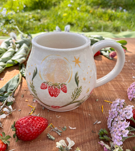Strawberry Spell Mug - Handmade Ceramic Mug