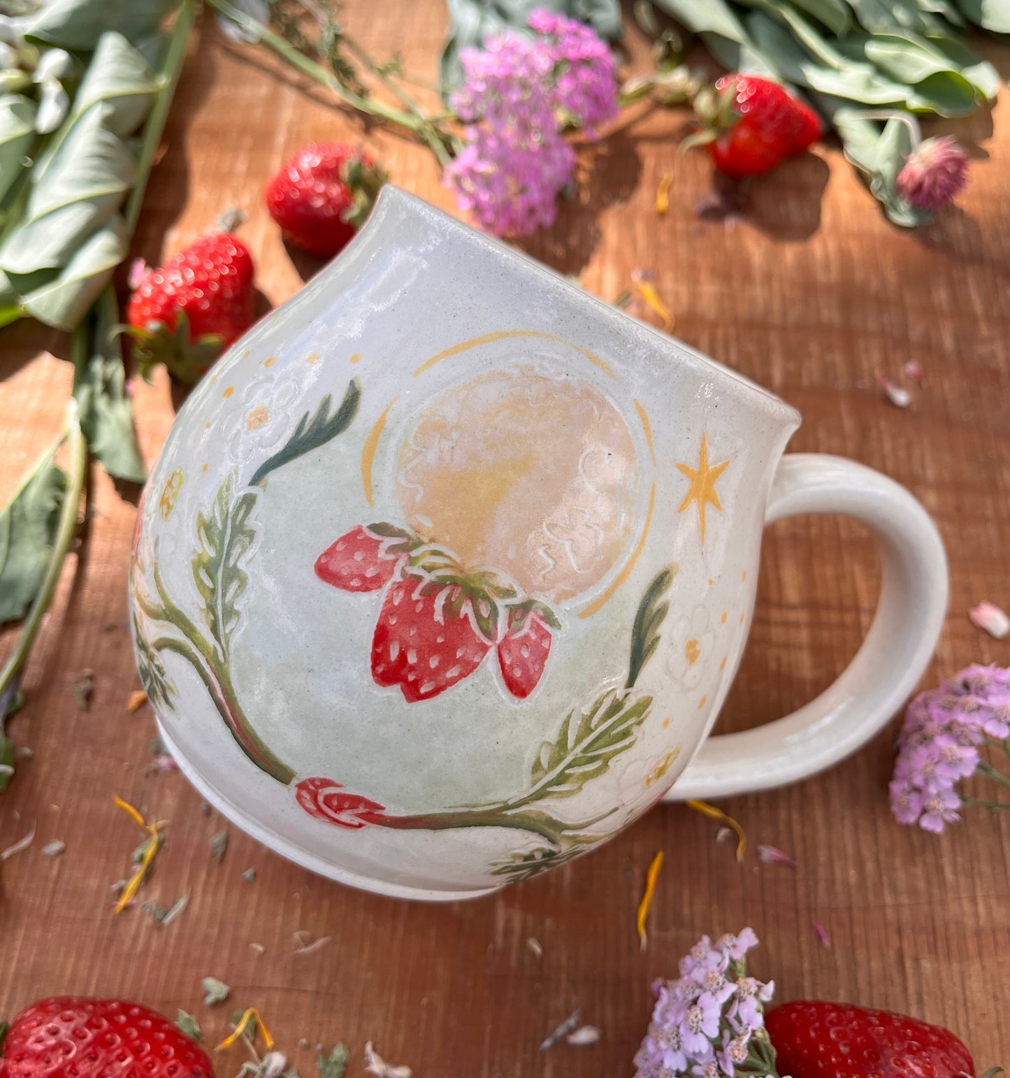 Strawberry Spell Mug - Handmade Ceramic Mug