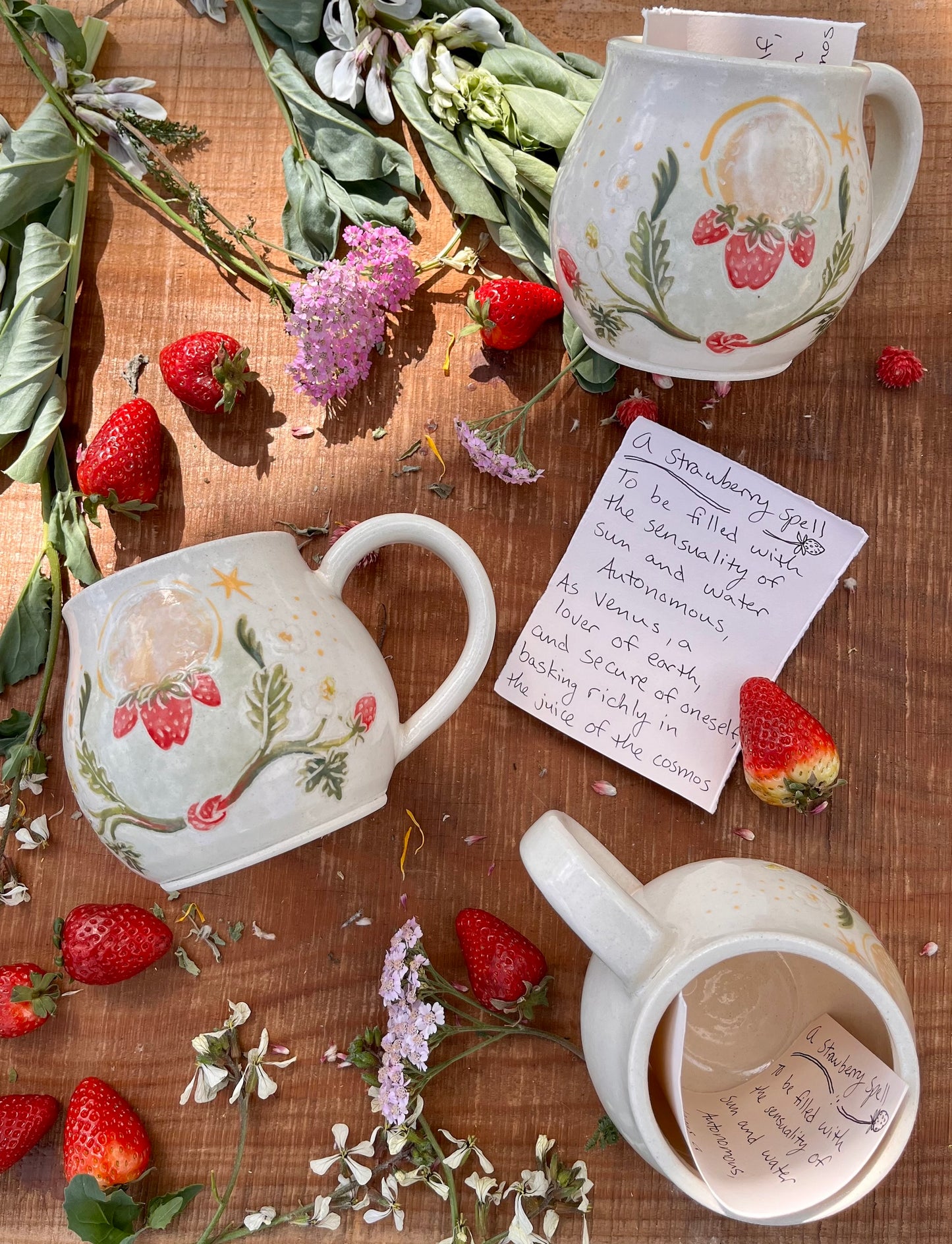 Strawberry Spell Mug - Handmade Ceramic Mug