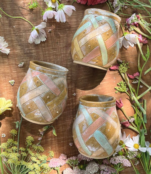Studded Ribbon Tumbler - Handmade Ceramic Tumbler - Ceramic Cup