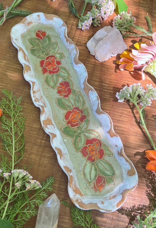 Roses Tray - Ceramic Tray 9.5"