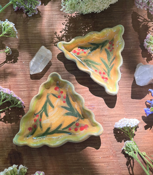 2 Trinket Dishes - 3.5" Botanical