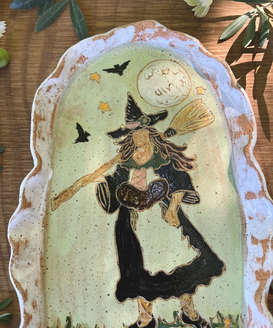 Autumn Witch Tray - Ceramic Tray 11.25"