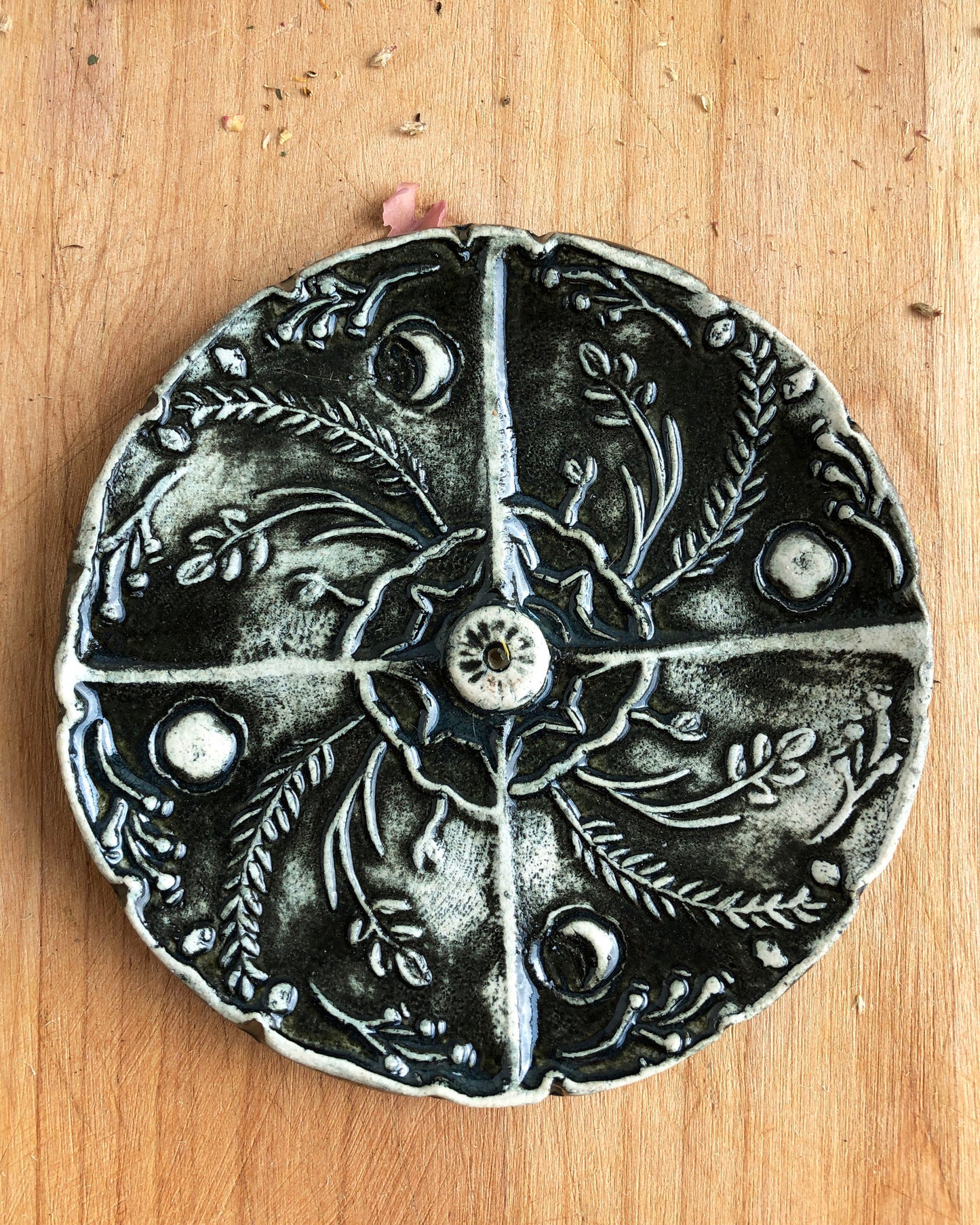Black Ceramic Incense Dish - Incense Holder