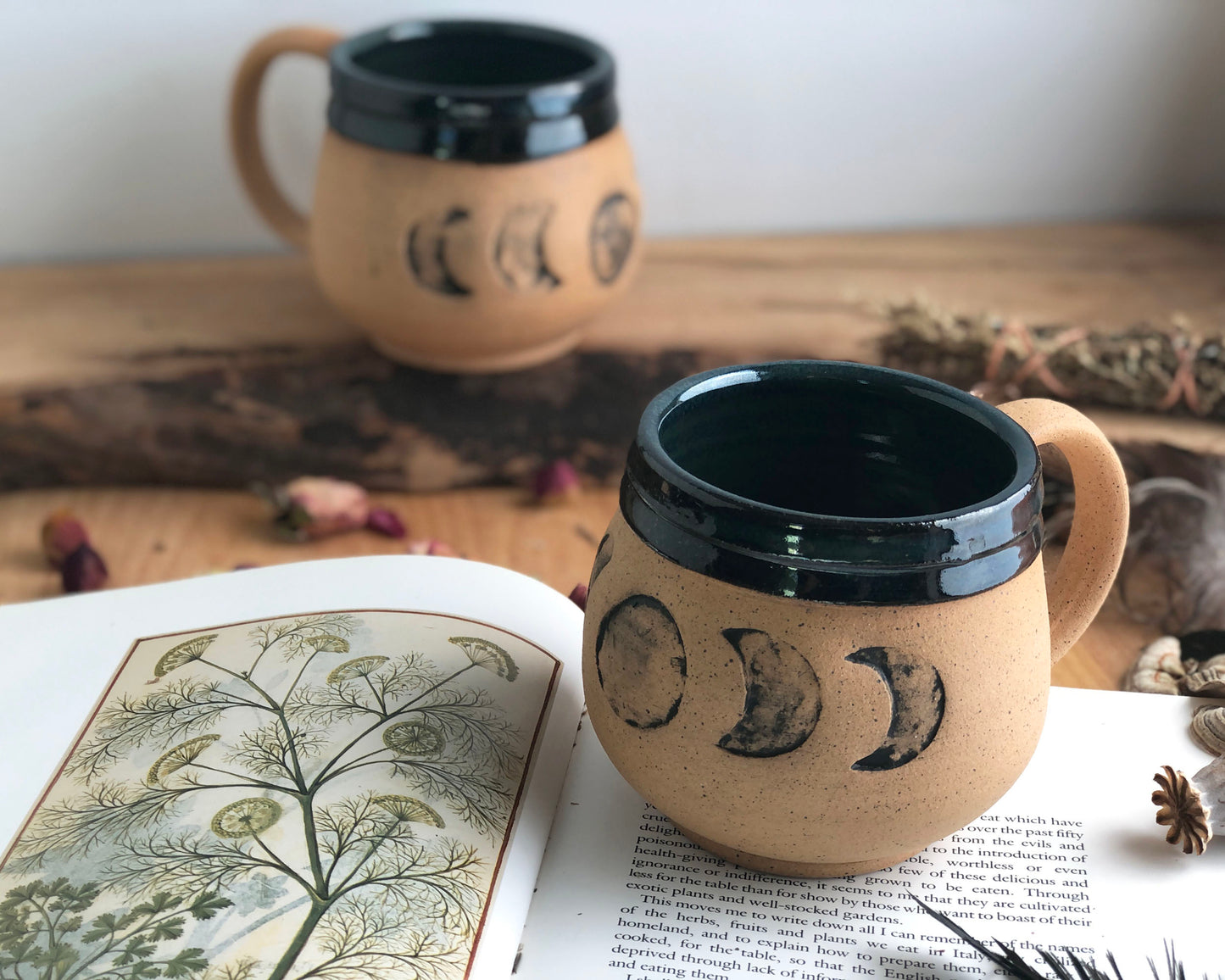 Brown and Black Moon Mug - Handmade Ceramic Mug