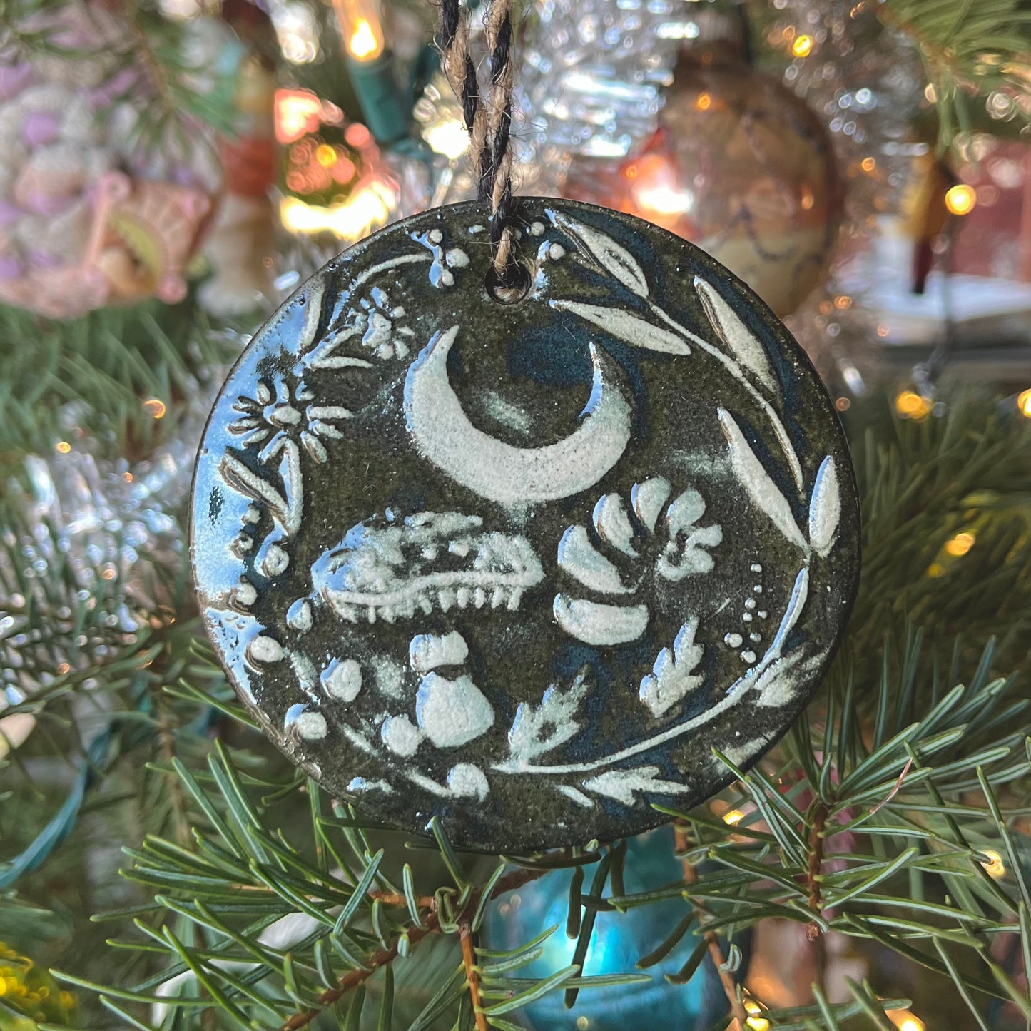 Ceramic Strega Ornament - Winter Solstice - Yule Ornament
