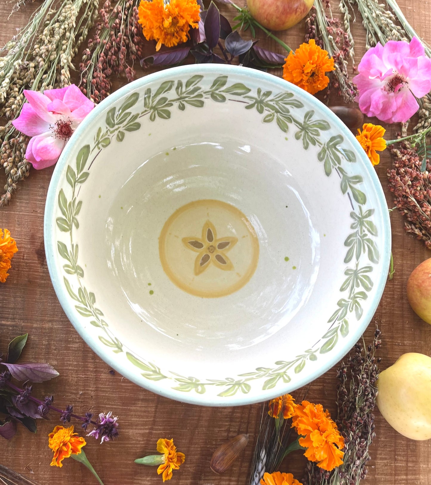 Autumn Basket Bowl - Serving Bowl - Handmade Ceramic Bowl 9.5"