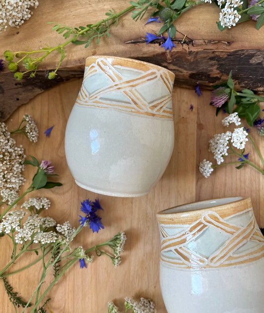 Basketweave Tumbler - Handmade Ceramic Tumbler - Ceramic Cup