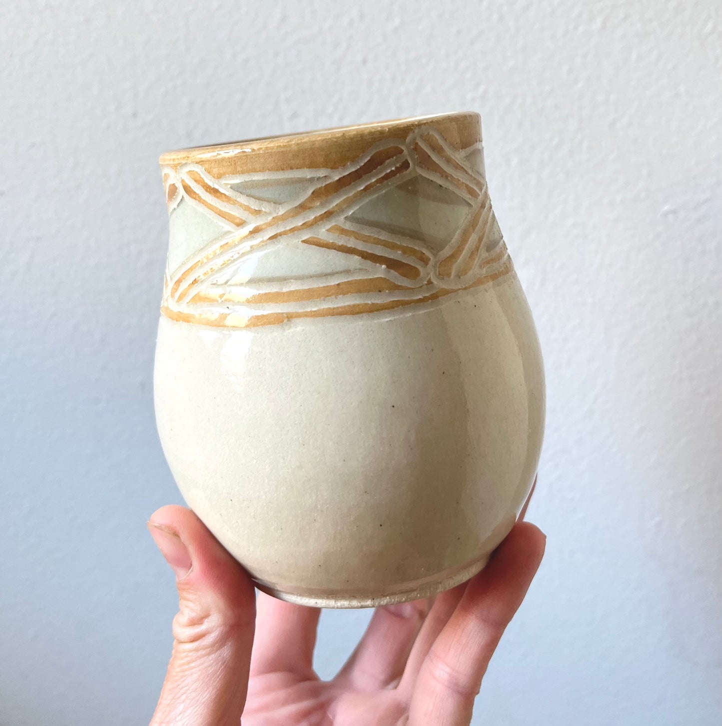 Basketweave Tumbler - Handmade Ceramic Tumbler - Ceramic Cup