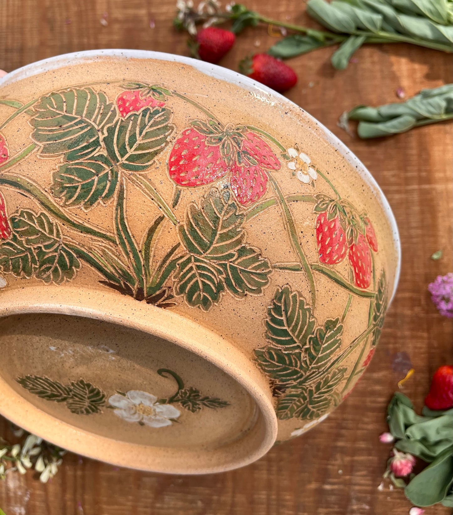 Strawberry Serving Bowl - Handmade Ceramic Bowl 11"